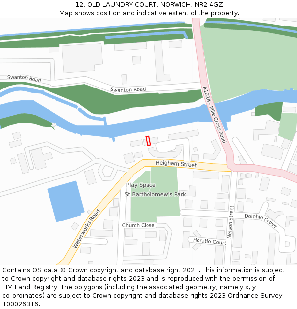 12, OLD LAUNDRY COURT, NORWICH, NR2 4GZ: Location map and indicative extent of plot