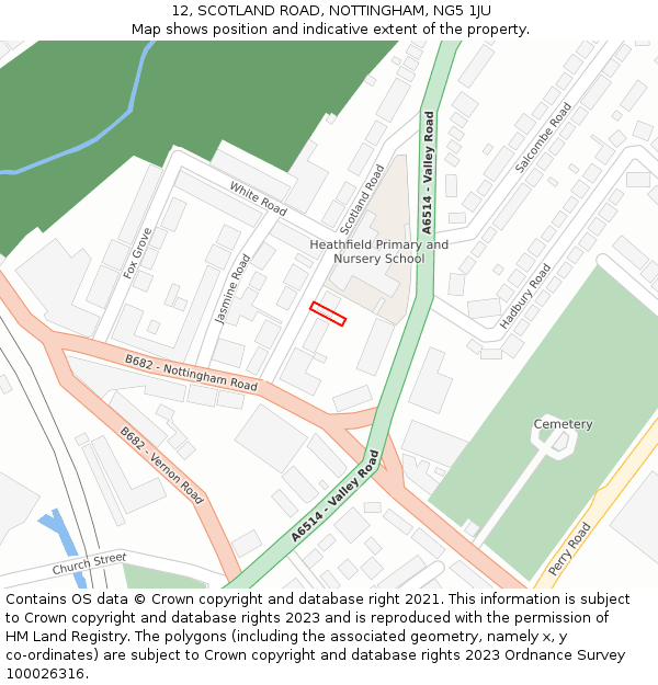 12, SCOTLAND ROAD, NOTTINGHAM, NG5 1JU: Location map and indicative extent of plot