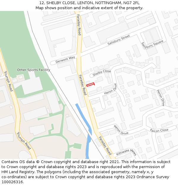 12, SHELBY CLOSE, LENTON, NOTTINGHAM, NG7 2FL: Location map and indicative extent of plot
