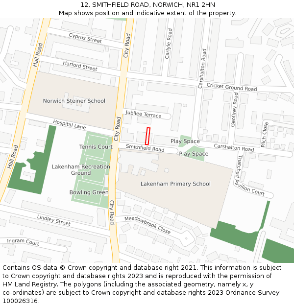 12, SMITHFIELD ROAD, NORWICH, NR1 2HN: Location map and indicative extent of plot