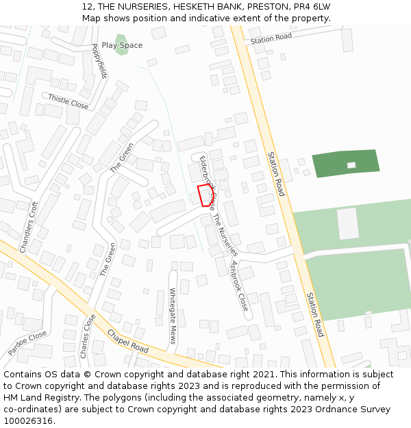 12, THE NURSERIES, HESKETH BANK, PRESTON, PR4 6LW: Location map and indicative extent of plot