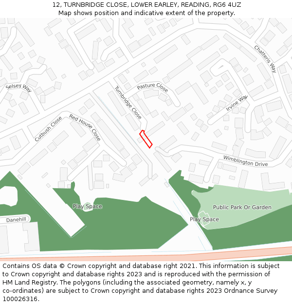 12, TURNBRIDGE CLOSE, LOWER EARLEY, READING, RG6 4UZ: Location map and indicative extent of plot