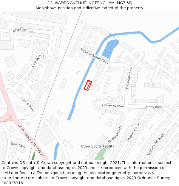 12, WADES AVENUE, NOTTINGHAM, NG7 5PJ: Location map and indicative extent of plot
