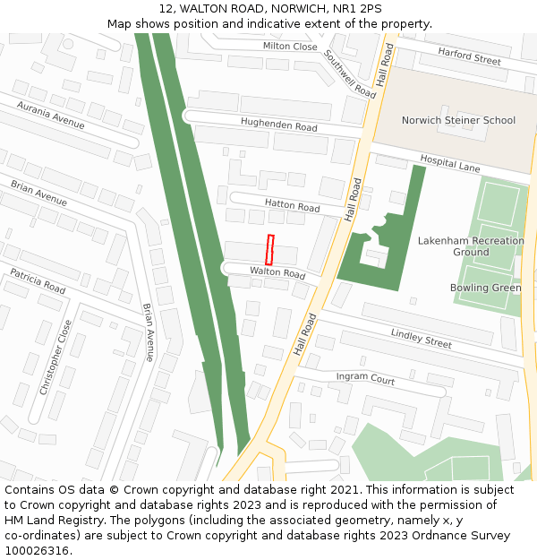 12, WALTON ROAD, NORWICH, NR1 2PS: Location map and indicative extent of plot