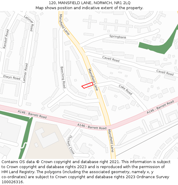 120, MANSFIELD LANE, NORWICH, NR1 2LQ: Location map and indicative extent of plot