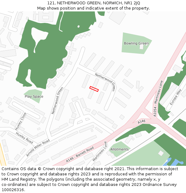 121, NETHERWOOD GREEN, NORWICH, NR1 2JQ: Location map and indicative extent of plot