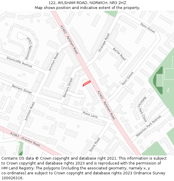 122, AYLSHAM ROAD, NORWICH, NR3 2HZ: Location map and indicative extent of plot