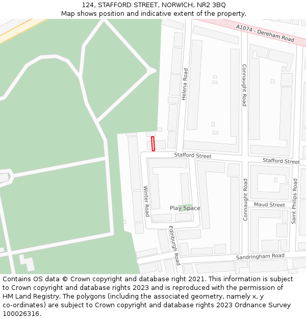 124, STAFFORD STREET, NORWICH, NR2 3BQ: Location map and indicative extent of plot
