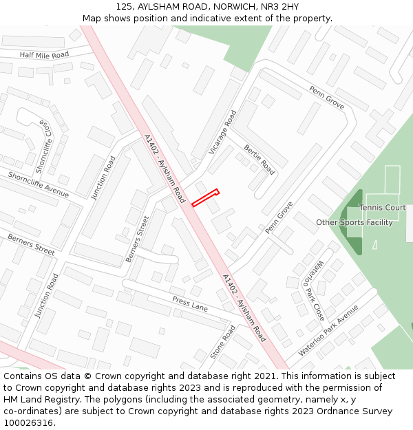 125, AYLSHAM ROAD, NORWICH, NR3 2HY: Location map and indicative extent of plot