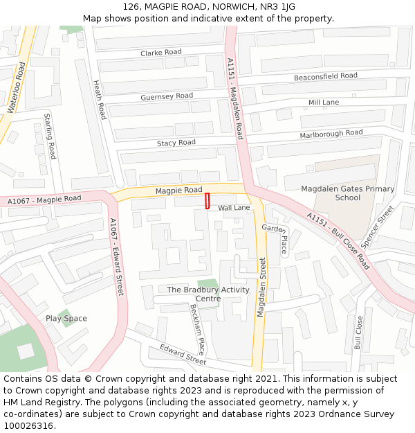 126, MAGPIE ROAD, NORWICH, NR3 1JG: Location map and indicative extent of plot