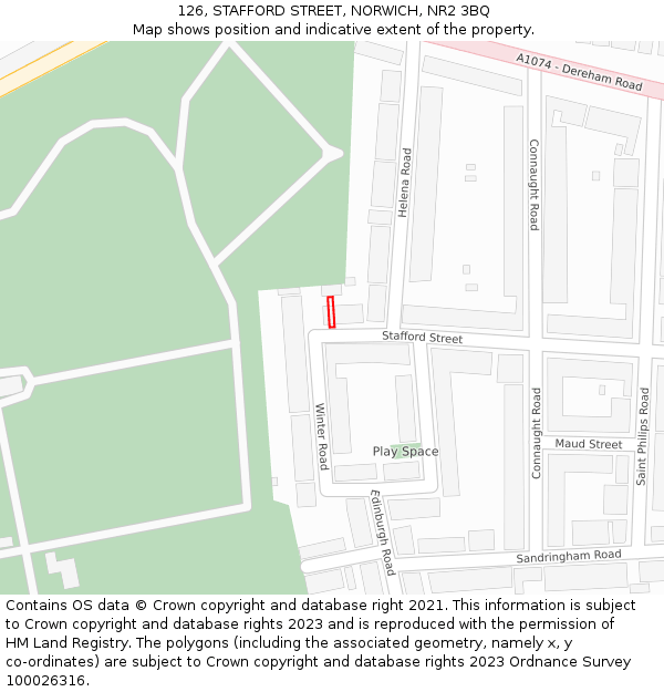 126, STAFFORD STREET, NORWICH, NR2 3BQ: Location map and indicative extent of plot