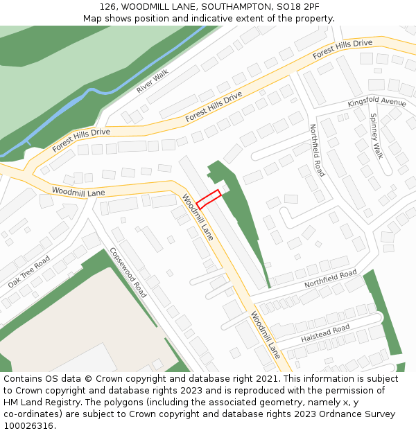126, WOODMILL LANE, SOUTHAMPTON, SO18 2PF: Location map and indicative extent of plot