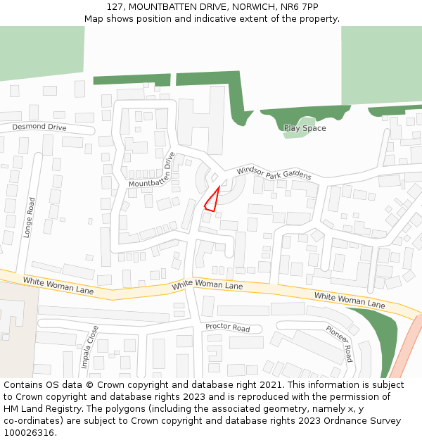 127, MOUNTBATTEN DRIVE, NORWICH, NR6 7PP: Location map and indicative extent of plot