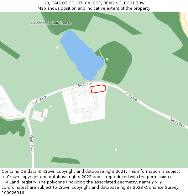 13, CALCOT COURT, CALCOT, READING, RG31 7RW: Location map and indicative extent of plot