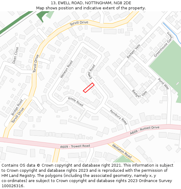 13, EWELL ROAD, NOTTINGHAM, NG8 2DE: Location map and indicative extent of plot
