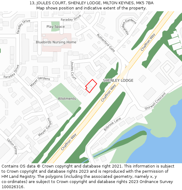 13, JOULES COURT, SHENLEY LODGE, MILTON KEYNES, MK5 7BA: Location map and indicative extent of plot