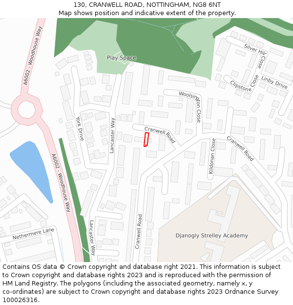 130, CRANWELL ROAD, NOTTINGHAM, NG8 6NT: Location map and indicative extent of plot