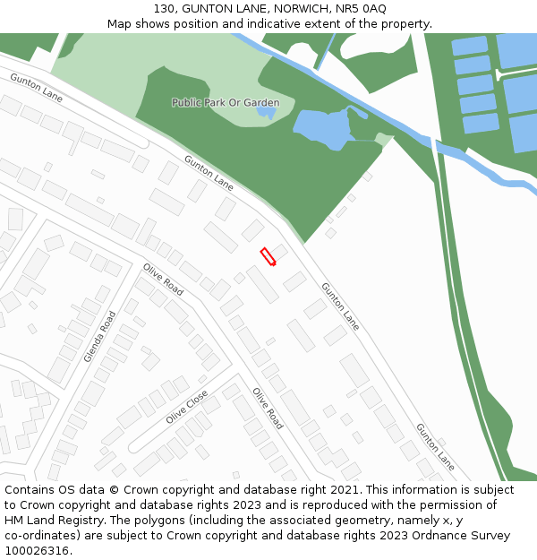 130, GUNTON LANE, NORWICH, NR5 0AQ: Location map and indicative extent of plot