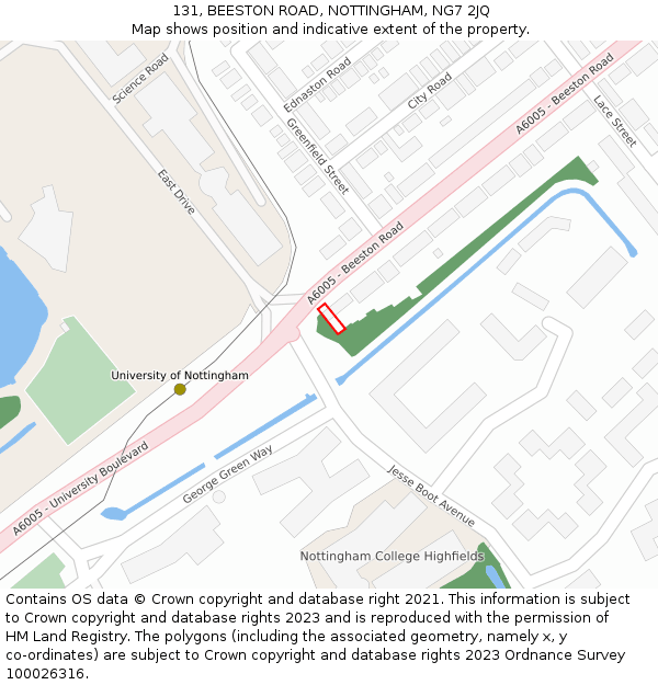 131, BEESTON ROAD, NOTTINGHAM, NG7 2JQ: Location map and indicative extent of plot
