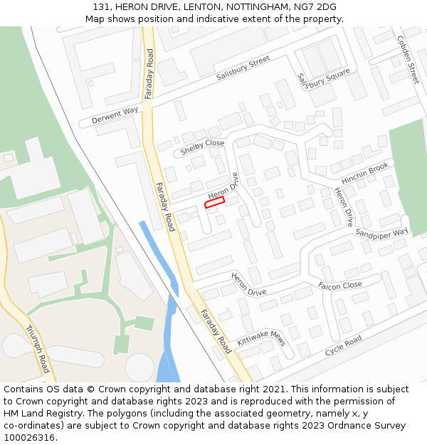 131, HERON DRIVE, LENTON, NOTTINGHAM, NG7 2DG: Location map and indicative extent of plot