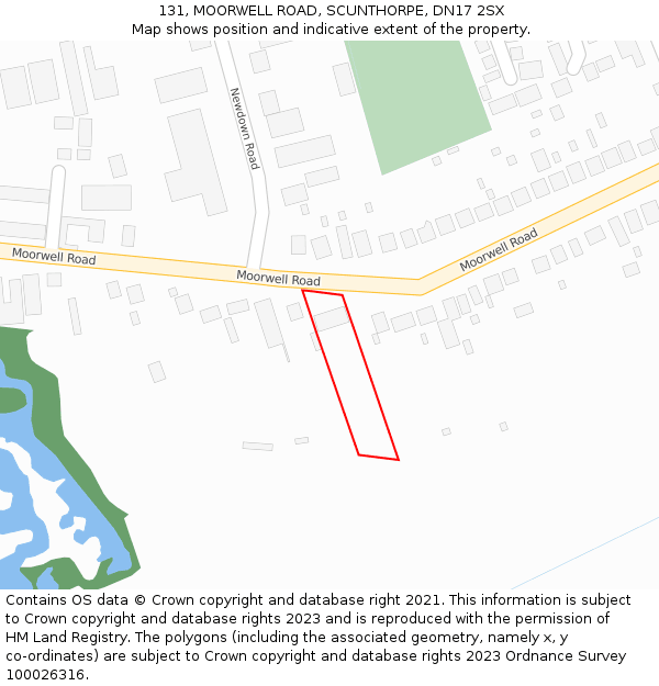 131, MOORWELL ROAD, SCUNTHORPE, DN17 2SX: Location map and indicative extent of plot