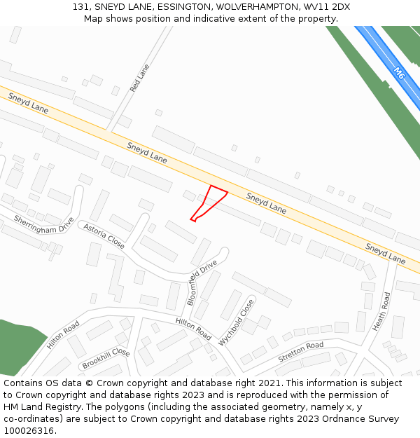 131, SNEYD LANE, ESSINGTON, WOLVERHAMPTON, WV11 2DX: Location map and indicative extent of plot