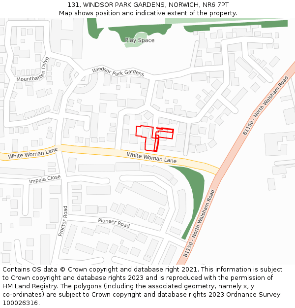 131, WINDSOR PARK GARDENS, NORWICH, NR6 7PT: Location map and indicative extent of plot