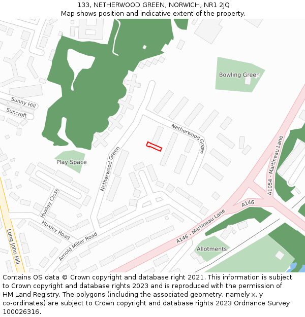 133, NETHERWOOD GREEN, NORWICH, NR1 2JQ: Location map and indicative extent of plot
