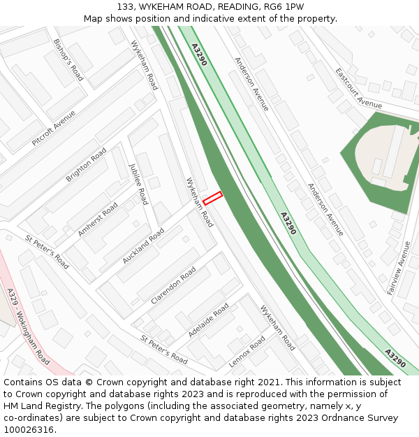 133, WYKEHAM ROAD, READING, RG6 1PW: Location map and indicative extent of plot