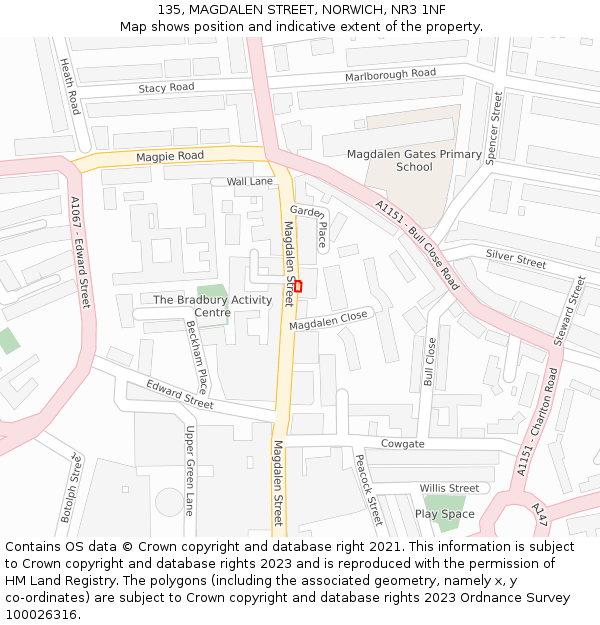 135, MAGDALEN STREET, NORWICH, NR3 1NF: Location map and indicative extent of plot
