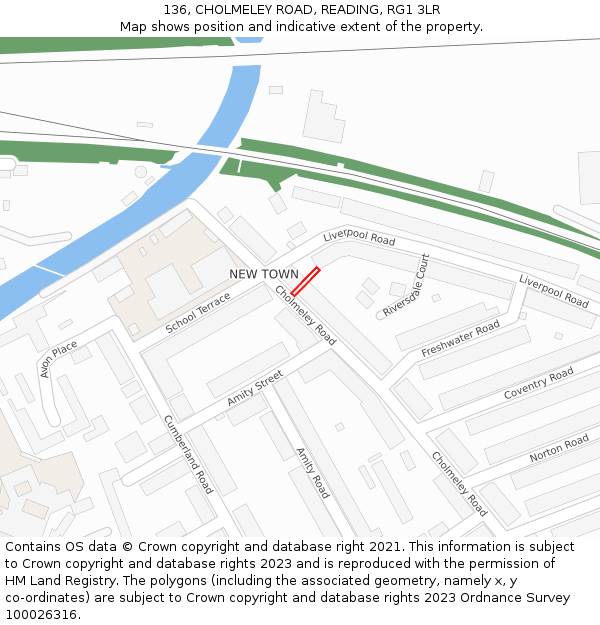 136, CHOLMELEY ROAD, READING, RG1 3LR: Location map and indicative extent of plot