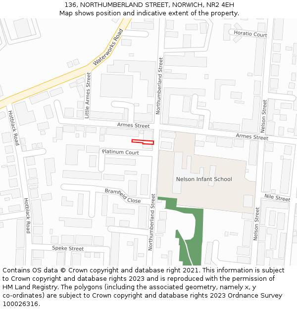 136, NORTHUMBERLAND STREET, NORWICH, NR2 4EH: Location map and indicative extent of plot