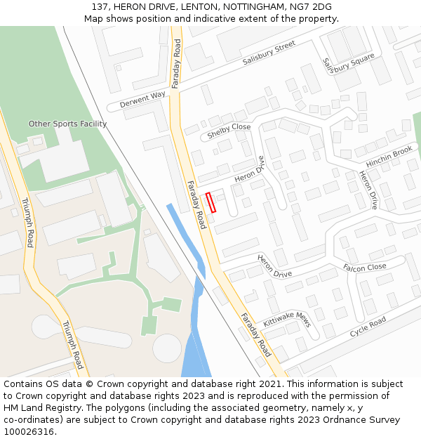 137, HERON DRIVE, LENTON, NOTTINGHAM, NG7 2DG: Location map and indicative extent of plot