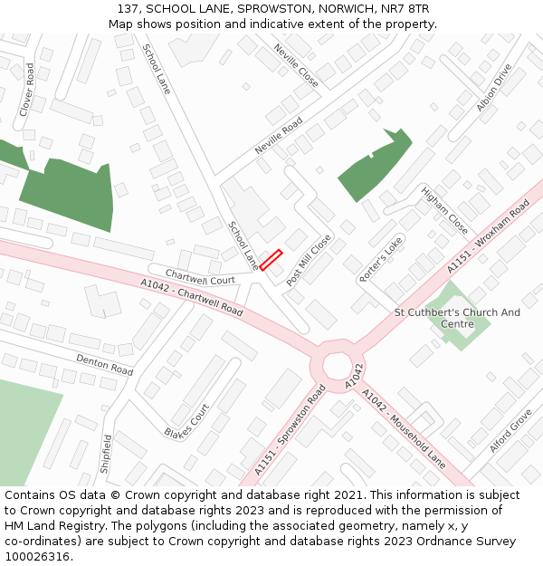 137, SCHOOL LANE, SPROWSTON, NORWICH, NR7 8TR: Location map and indicative extent of plot