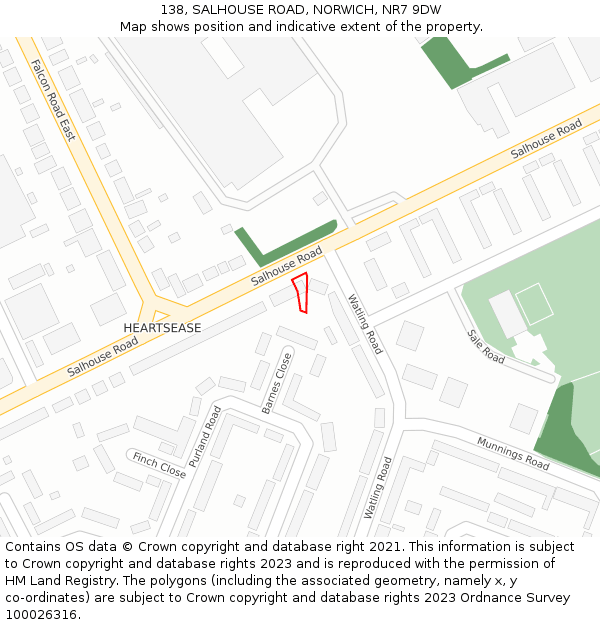 138, SALHOUSE ROAD, NORWICH, NR7 9DW: Location map and indicative extent of plot