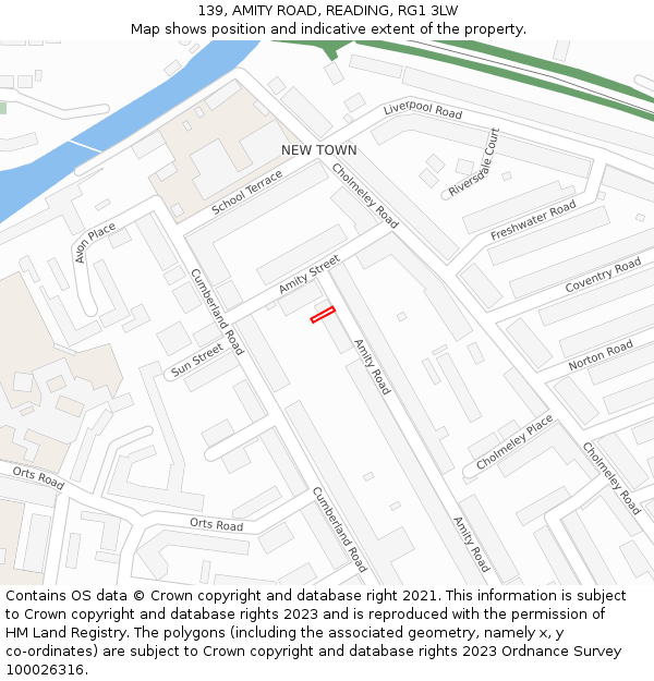 139, AMITY ROAD, READING, RG1 3LW: Location map and indicative extent of plot