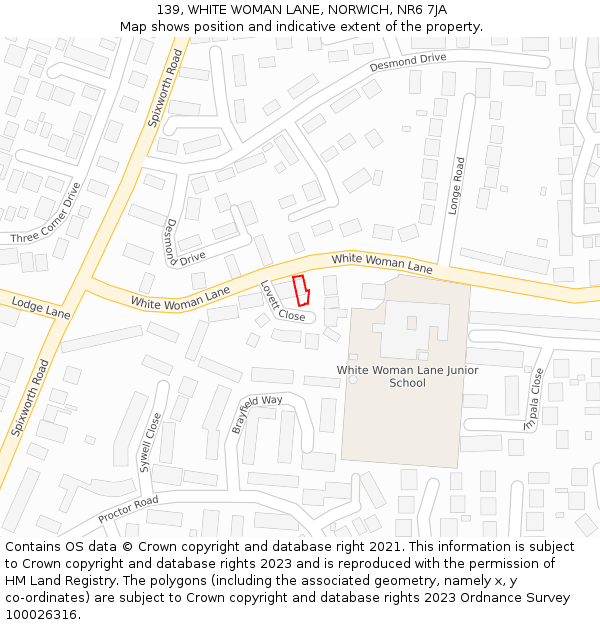 139, WHITE WOMAN LANE, NORWICH, NR6 7JA: Location map and indicative extent of plot