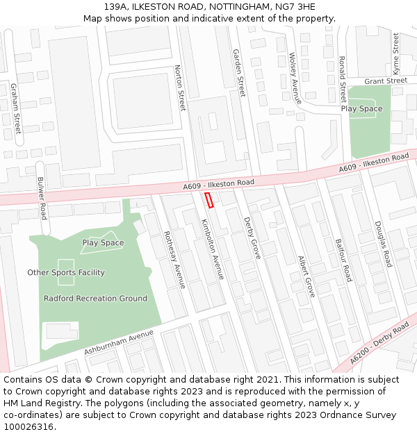 139A, ILKESTON ROAD, NOTTINGHAM, NG7 3HE: Location map and indicative extent of plot