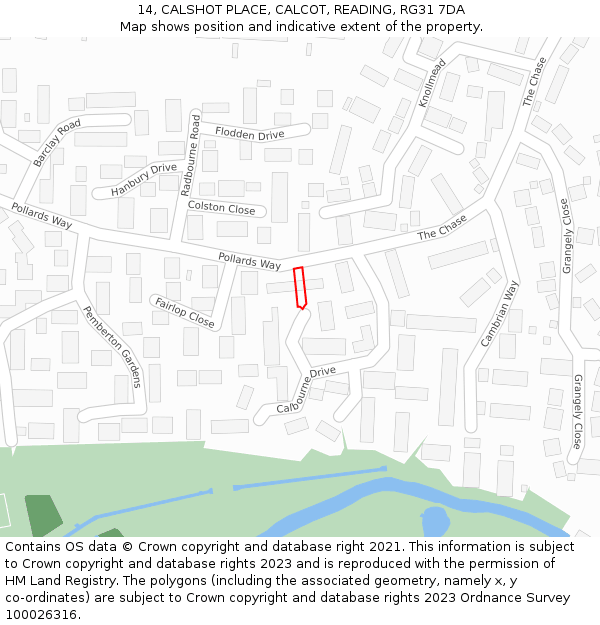 14, CALSHOT PLACE, CALCOT, READING, RG31 7DA: Location map and indicative extent of plot