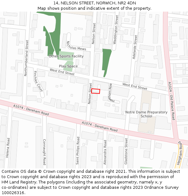 14, NELSON STREET, NORWICH, NR2 4DN: Location map and indicative extent of plot