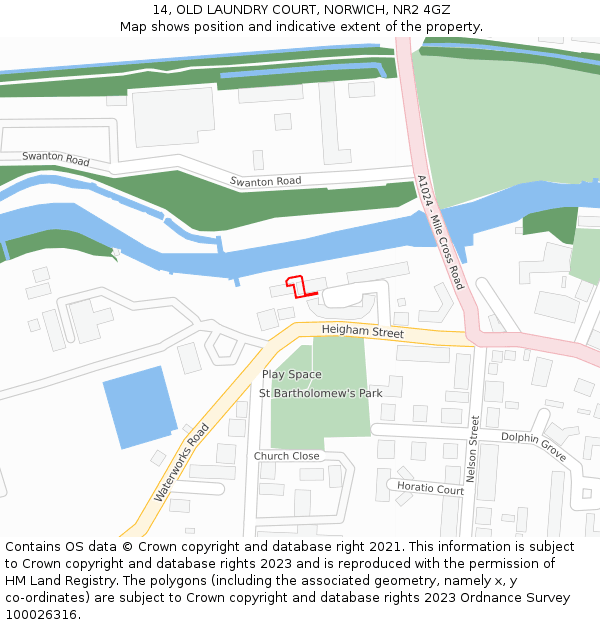 14, OLD LAUNDRY COURT, NORWICH, NR2 4GZ: Location map and indicative extent of plot