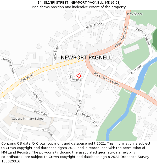 14, SILVER STREET, NEWPORT PAGNELL, MK16 0EJ: Location map and indicative extent of plot