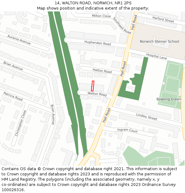 14, WALTON ROAD, NORWICH, NR1 2PS: Location map and indicative extent of plot