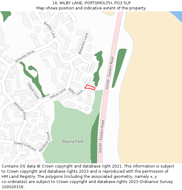 14, WILBY LANE, PORTSMOUTH, PO3 5UF: Location map and indicative extent of plot