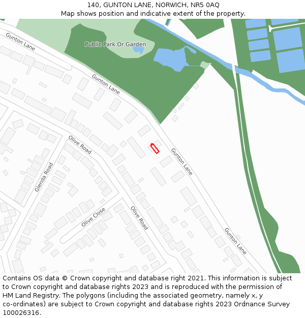 140, GUNTON LANE, NORWICH, NR5 0AQ: Location map and indicative extent of plot