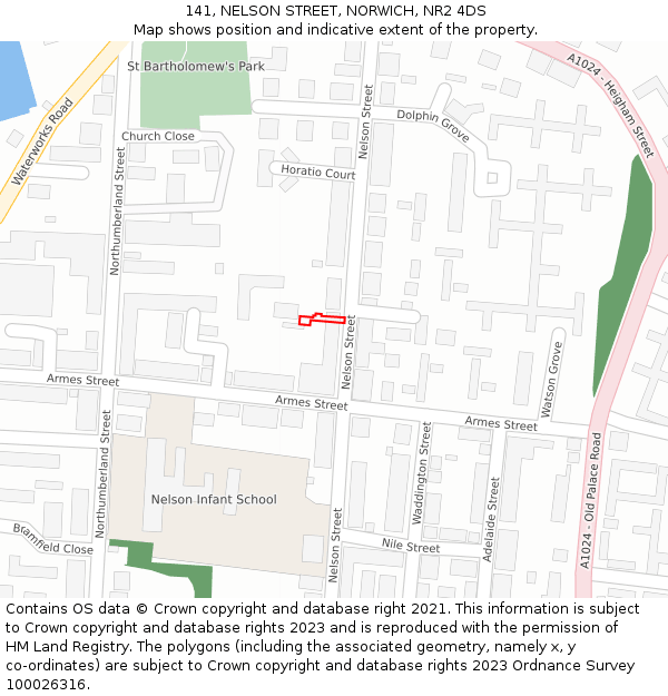 141, NELSON STREET, NORWICH, NR2 4DS: Location map and indicative extent of plot