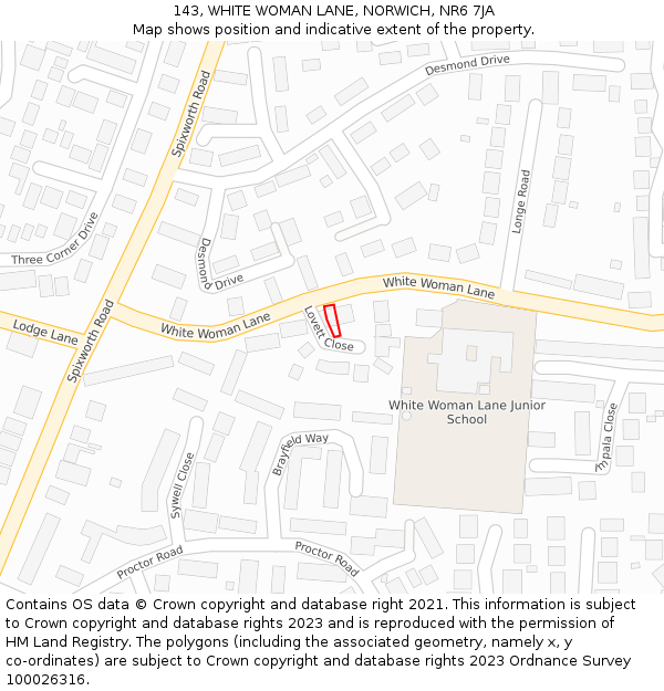 143, WHITE WOMAN LANE, NORWICH, NR6 7JA: Location map and indicative extent of plot