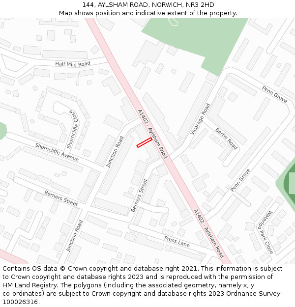 144, AYLSHAM ROAD, NORWICH, NR3 2HD: Location map and indicative extent of plot
