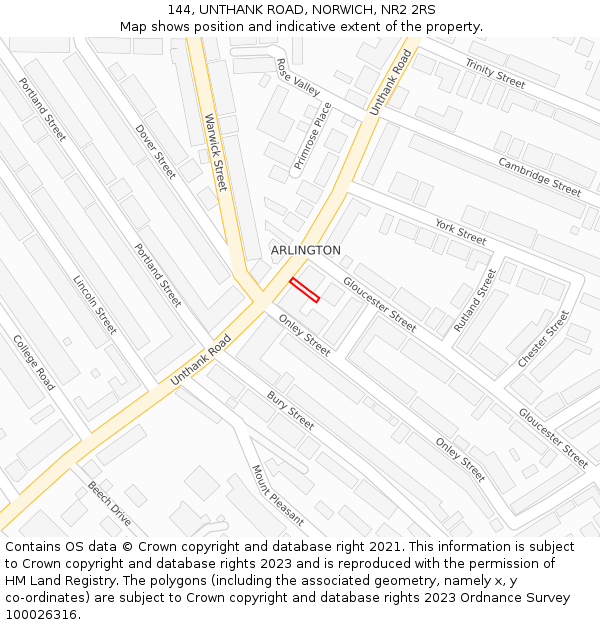 144, UNTHANK ROAD, NORWICH, NR2 2RS: Location map and indicative extent of plot