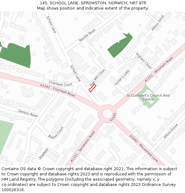 145, SCHOOL LANE, SPROWSTON, NORWICH, NR7 8TR: Location map and indicative extent of plot
